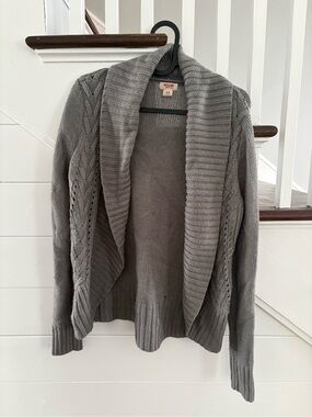 Massimo Gray Open-Front Shawl Collar Cardigan